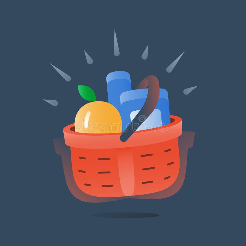 Sklep spo?ywczy folowa? czerwonego kosz jedzenie, specjalna oferta, supermarket dostawa, najlepszy dylowy zakup ilustracji Sklep spo?ywczy folowa? czerwonego kosz jedzenie, specjalna oferta, supermarket dostawa, najlepszy dylowy zakup ilustracji