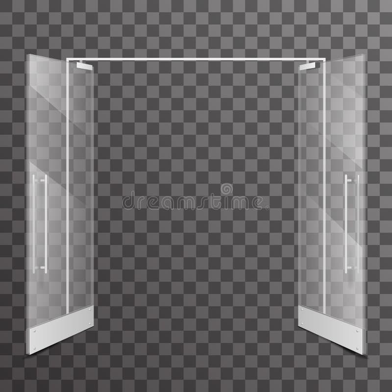 Sklepowych dwoistych otwarte drzwi architektonicznego projekta elementu wektoru przejrzysta realistyczna szklana wewnętrzna ilust ilustracja wektor Sklepowych dwoistych otwarte drzwi architektonicznego projekta elementu wektoru przejrzysta realistyczna szklana wewnętrzna ilust ilustracja wektor