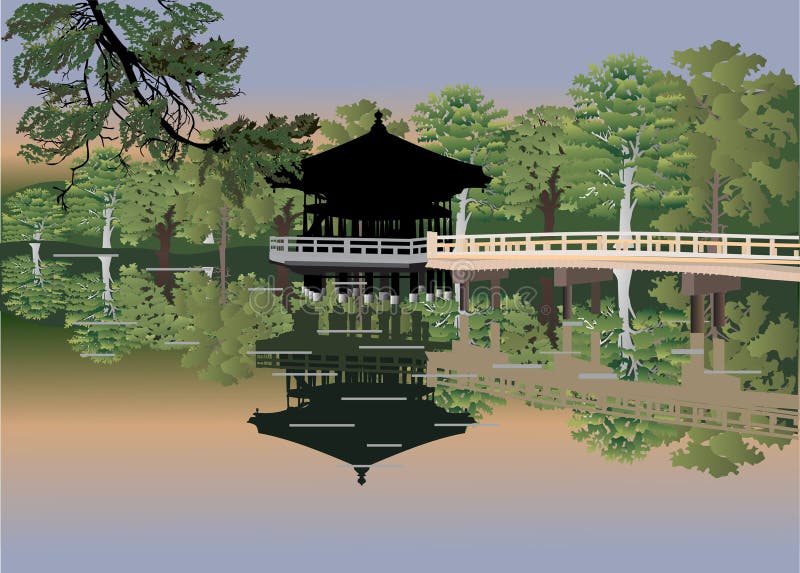 skoglakepaviljong vektor illustrationer skoglakepaviljong vektor illustrationer