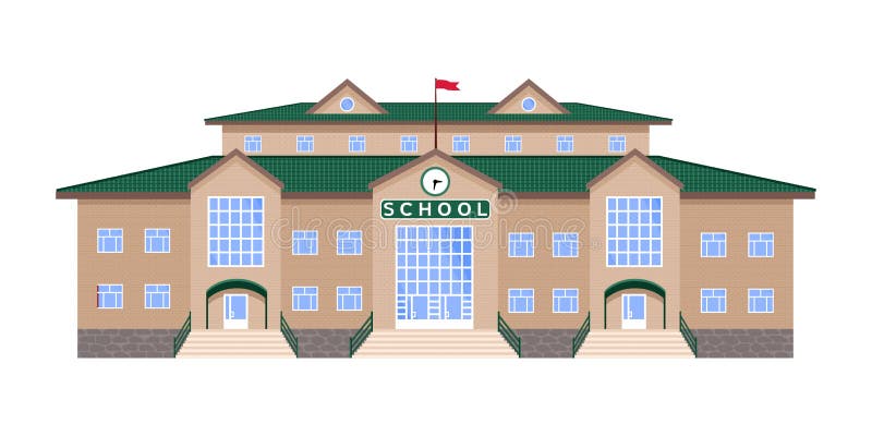 Skolan isolerade bilden, klassikern, strängt symmetrisk byggnad royaltyfri illustrationer Skolan isolerade bilden, klassikern, strängt symmetrisk byggnad royaltyfri illustrationer