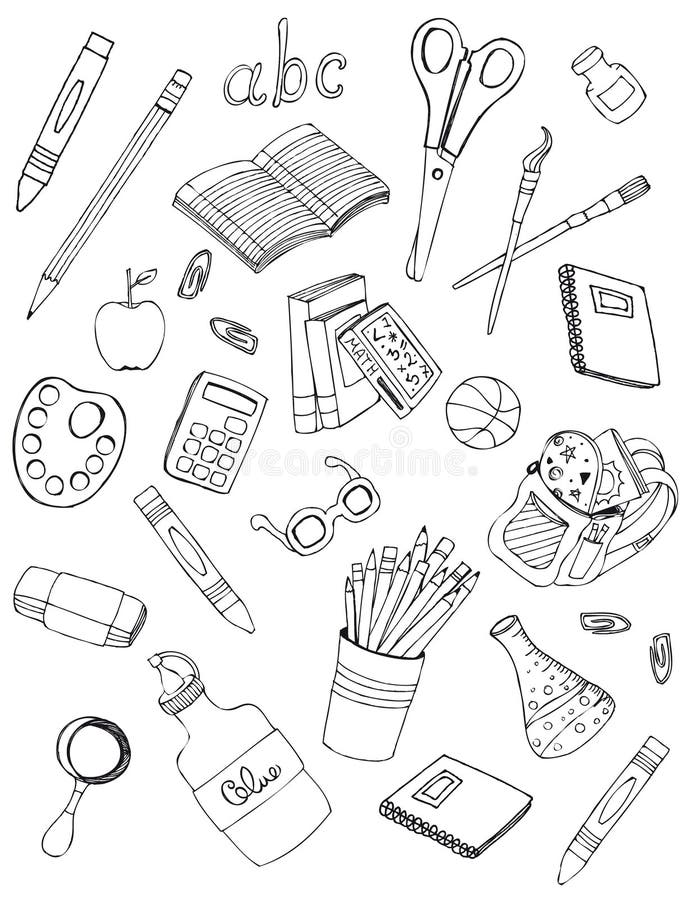 Skolasymbolsteckningar stock illustrationer Skolasymbolsteckningar stock illustrationer