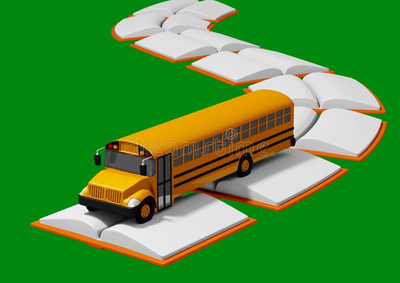 Skolbuss som reser över vägen som byggs av böcker tillbaka begreppsskola till stock illustrationer Skolbuss som reser över vägen som byggs av böcker tillbaka begreppsskola till stock illustrationer