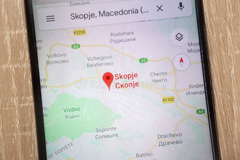 Skopje Location on Google Maps Displayed on a Modern Smartphone