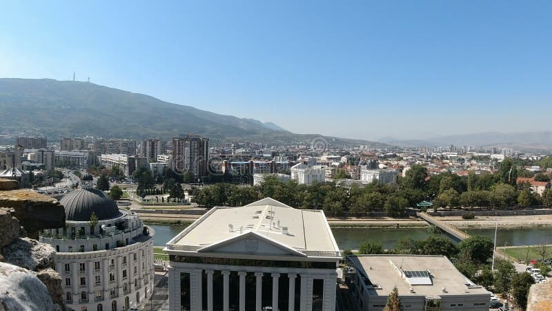 Skopje, Macedonia, settembre 2019 circa: La vista su skopje dalla fortezza