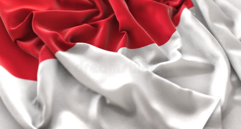 Skott för Monaco flagga rufsat Beautifully vinkande makronärbild arkivfoton Skott för Monaco flagga rufsat Beautifully vinkande makronärbild arkivfoton
