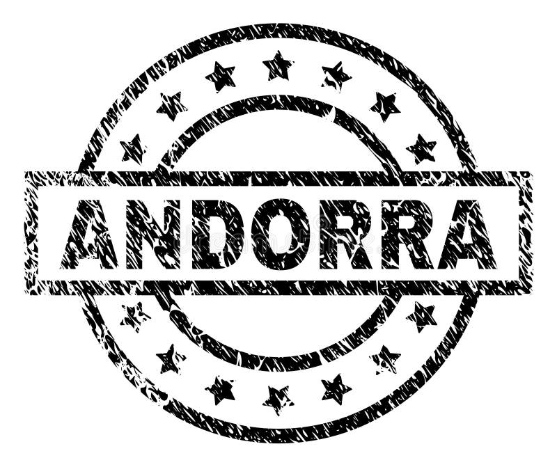 Skrapad texturerad ANDORRA stämpelskyddsremsa stock illustrationer