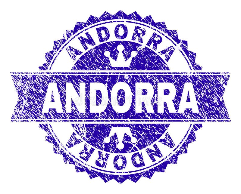 Skrapad texturerad ANDORRA stämpelskyddsremsa med bandet royaltyfri illustrationer
