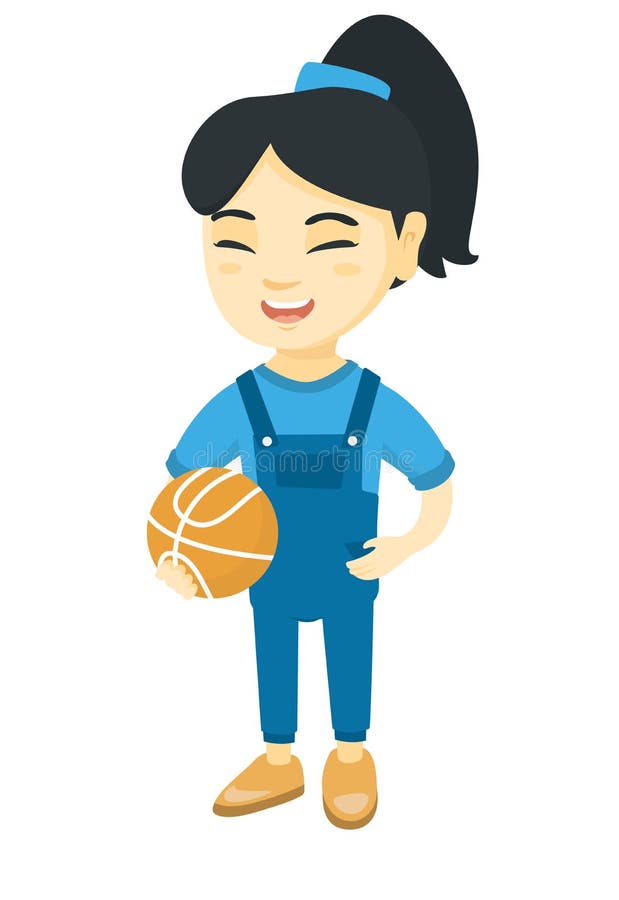 Skratta skolflickan som rymmer en basketboll royaltyfri illustrationer Skratta skolflickan som rymmer en basketboll royaltyfri illustrationer