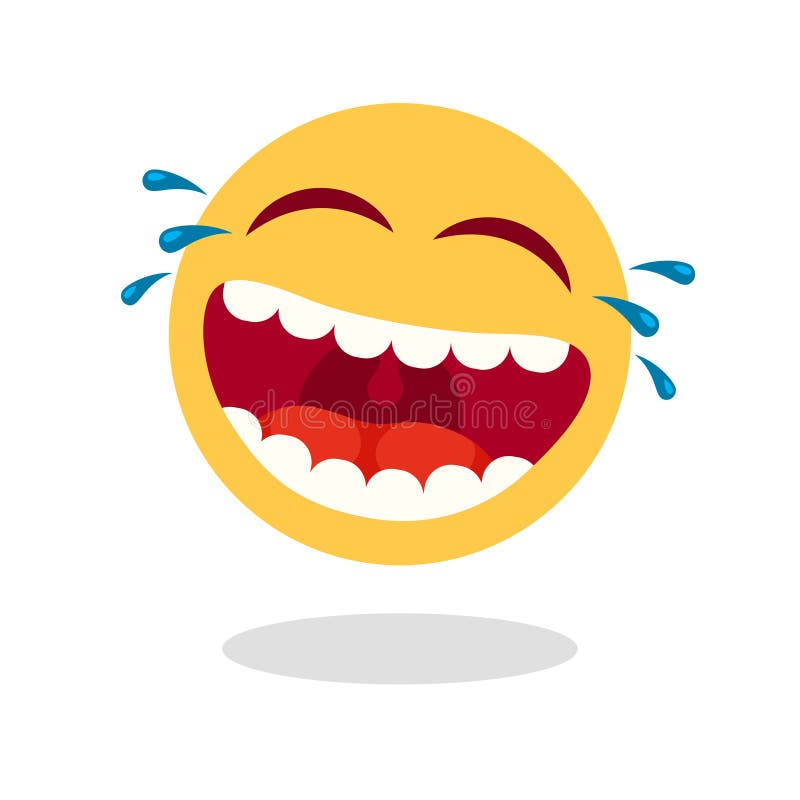 Skratta smileyemoticonen Lycklig framsida för tecknad film med att skratta munnen och revor Hög skrattvektorsymbol