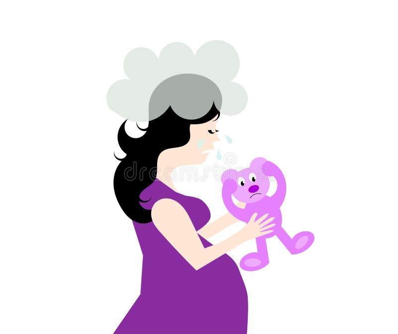 Skriande deprimerad gravid kvinna stock illustrationer Skriande deprimerad gravid kvinna stock illustrationer