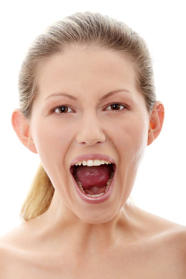 Portrait of gorgeous screaming female isolated on white. Portrait of gorgeous screaming female isolated on white