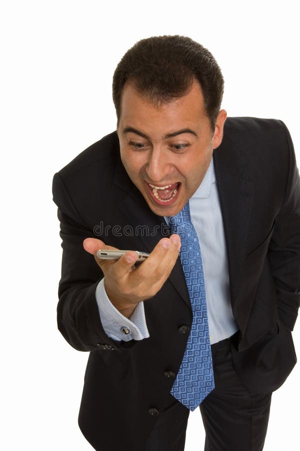 Business man screaming on the cell phone. Business man screaming on the cell phone