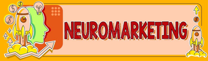 Skriva som visar textneuromarknadsföring. Ordet för marknadsföring använder medicinsk teknik, t. ex. fmri stock illustrationer