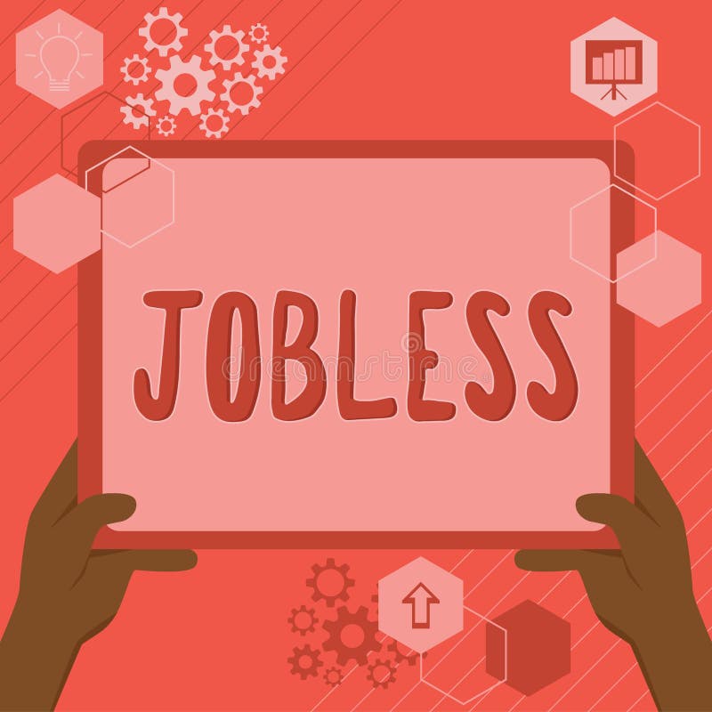 Skriva visa text jobblös. arbetslös person som söker arbete royaltyfri illustrationer