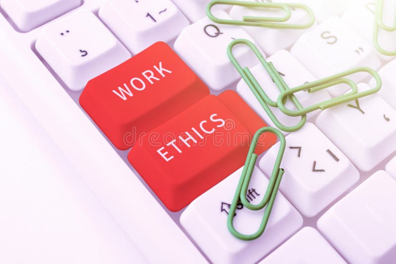 Skriva visa textetik. begrepp som innebär en uppsättning värden som är inriktade på vikten av att utföra arbete 48828 royaltyfri foto