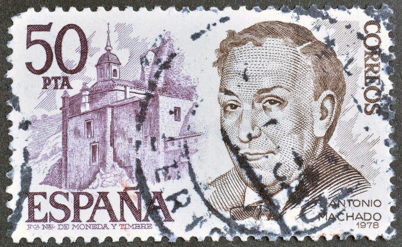 Skrivarens framställning av antonio machado y ruiz arkivbild