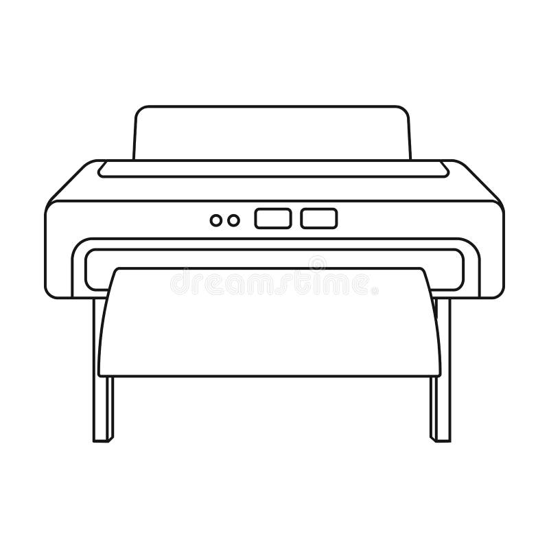 Skrivarsymbol för stort format i översiktsstil som isoleras på vit bakgrund Illustration för vektor för typografisymbolmateriel royaltyfri illustrationer Skrivarsymbol för stort format i översiktsstil som isoleras på vit bakgrund Illustration för vektor för typografisymbolmateriel royaltyfri illustrationer