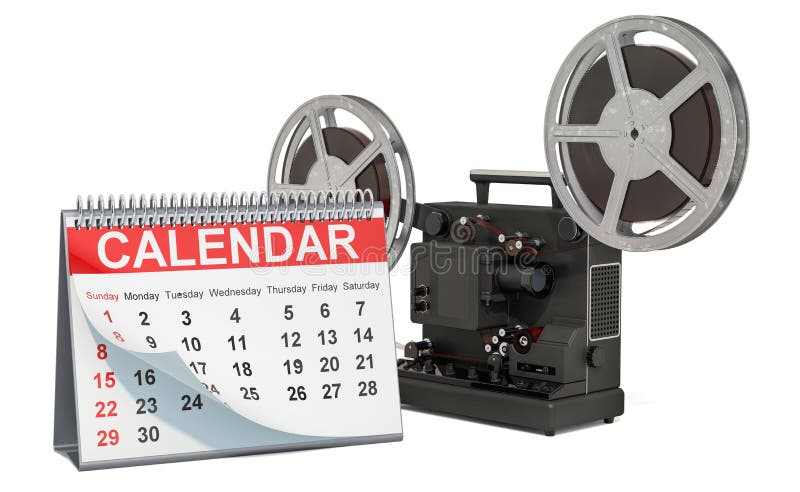Skrivbordkalender med bioprojektorn E vektor illustrationer Skrivbordkalender med bioprojektorn E vektor illustrationer