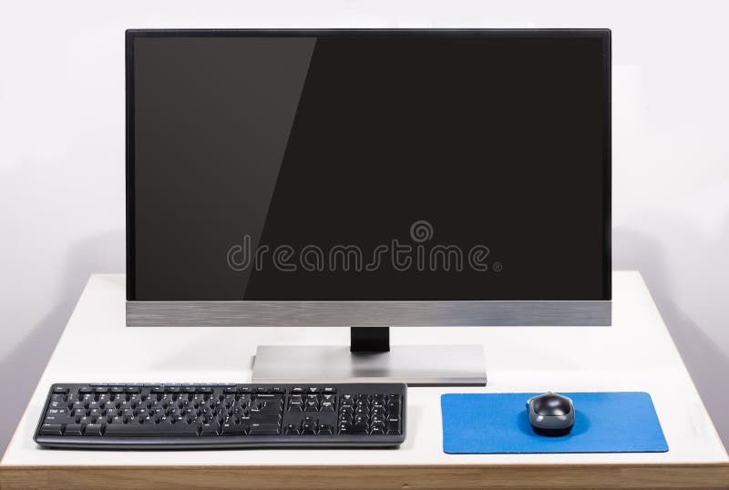 Desktop computer with screen glare isolated on white backgtound. Desktop computer with screen glare isolated on white backgtound