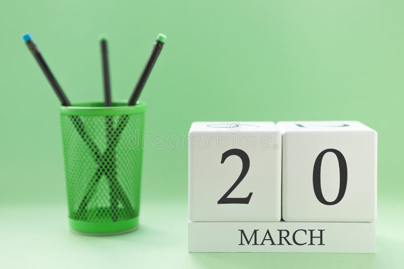 Skrivkalender för två kuber för mars 20