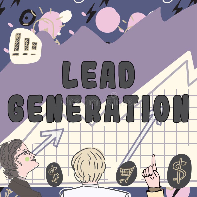 Skrivning som visar generering av textlead. affärskoncept som odlar den potentiella kund som är kopplad till företaget royaltyfri illustrationer