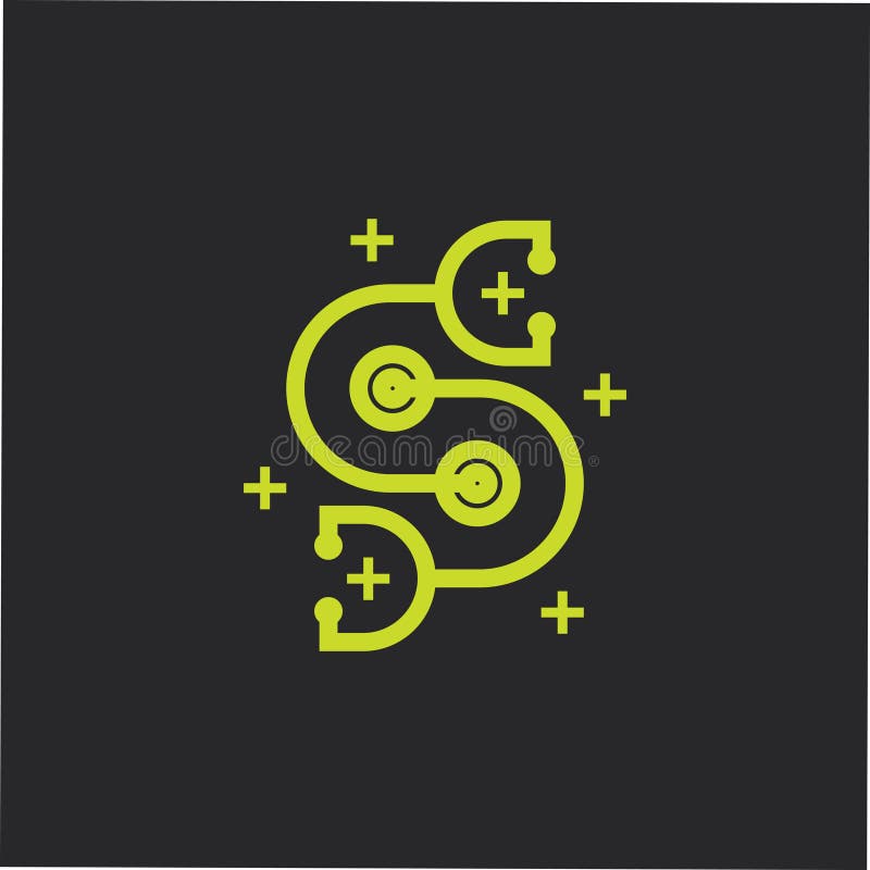 Skrivskyddad medicinsk logotypvektor för stetoskoskop stock illustrationer