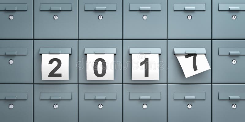 Skrzynki pocztowa z prześcieradłami papier z cyframi 2017 ilustracji Skrzynki pocztowa z prześcieradłami papier z cyframi 2017 ilustracji