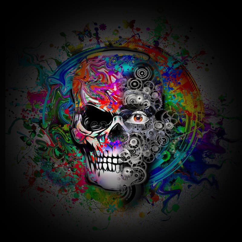 Skull art stock illustration. Illustration of colorful 75427974