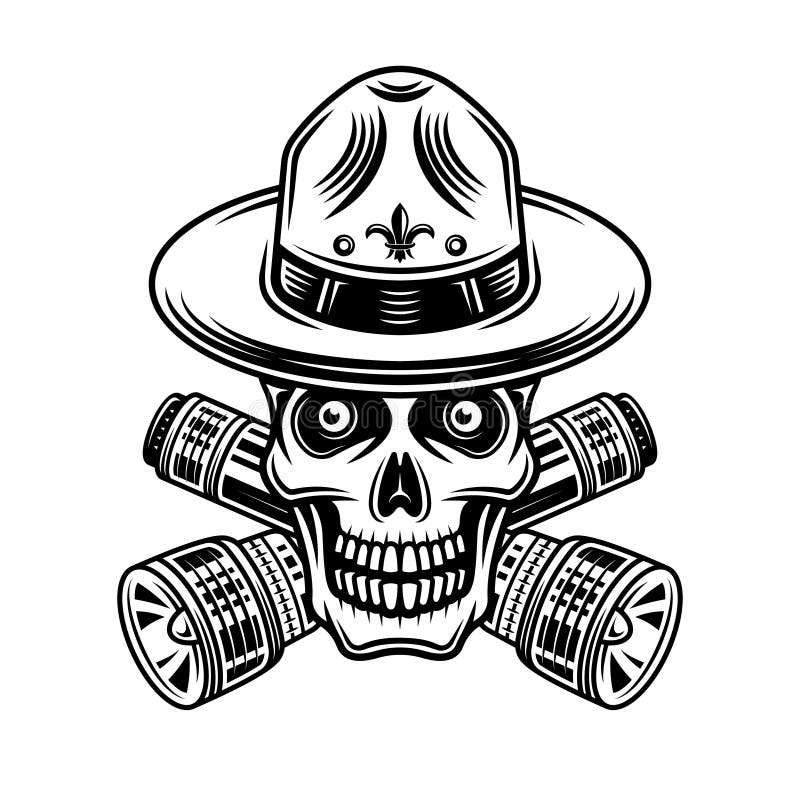 Skull In Scout Hat Vector Emblem For Camping Stock Vector - Illustration of dead, emblem: 194946682