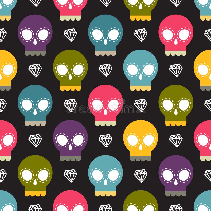 Skull colorful seamless pattern