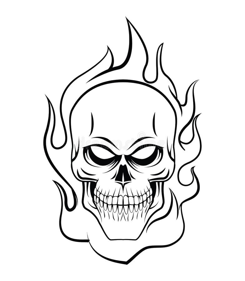 Skull Fire stock vector. Illustration of drawn, design - 47882645