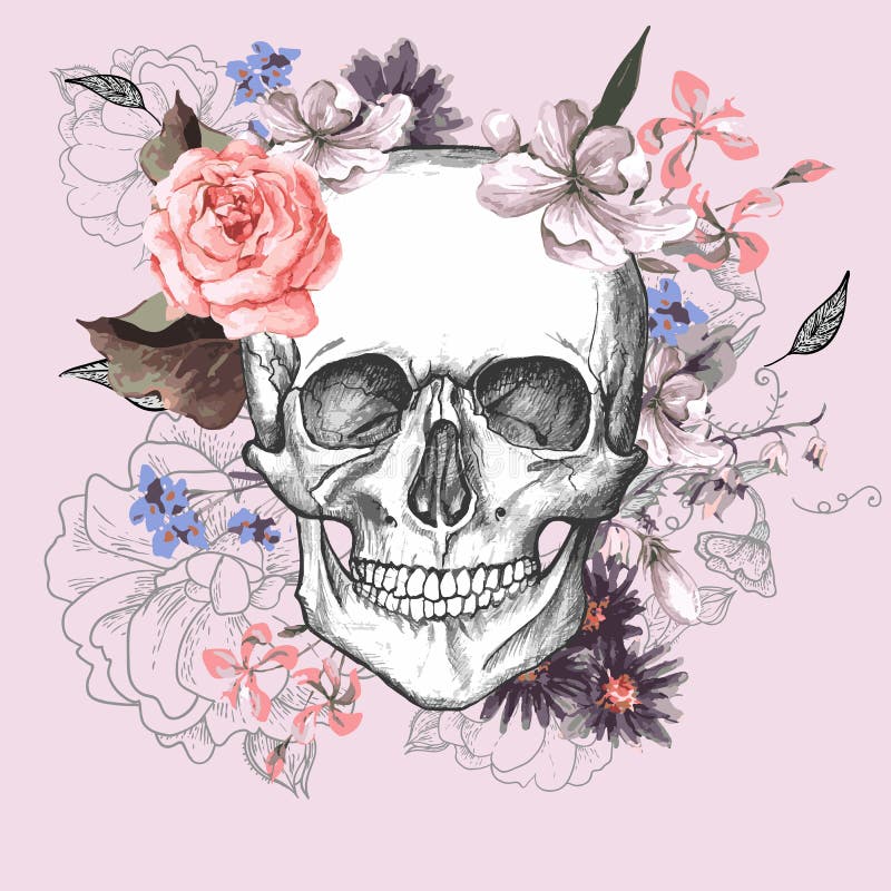 Skull and Flowers Day of The Dead royalty free illustration Skull and Flowers Day of The Dead royalty free illustration