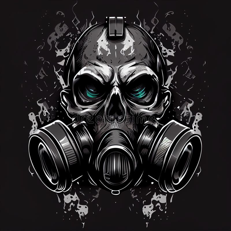 Skull in gas mask stock illustration. Illustration of precise - 270862090