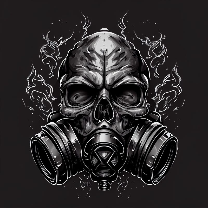 Skull in gas mask stock illustration. Illustration of mask - 270862106