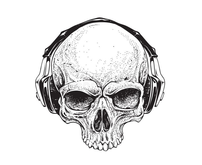 Skull with Headphones stock vector. Illustration of dead - 53369448