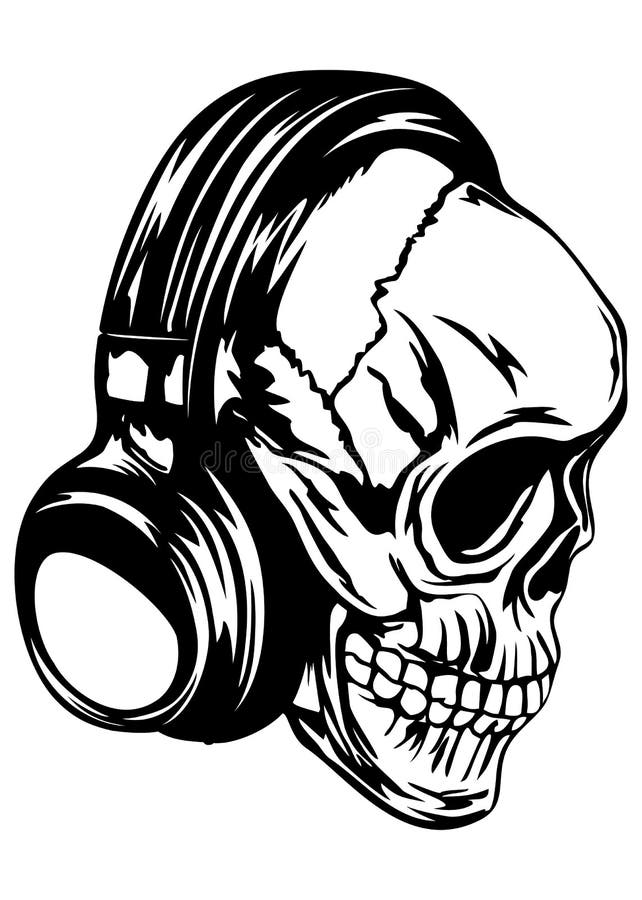 Skull in Headphones and Sunglasses Stock Vector - Illustration of dark ...