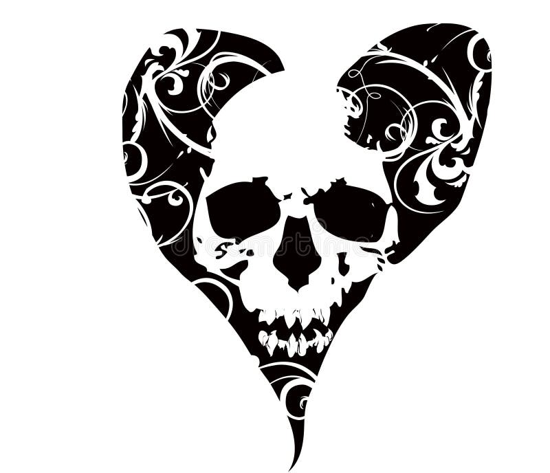 Skull in heart stock vector. Illustration of teeth, gothic - 9356456