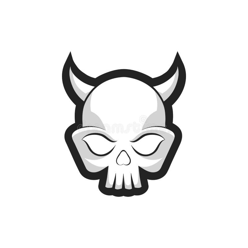 Skull Icon. Skull with Horns Logo Design Template Stock Vector