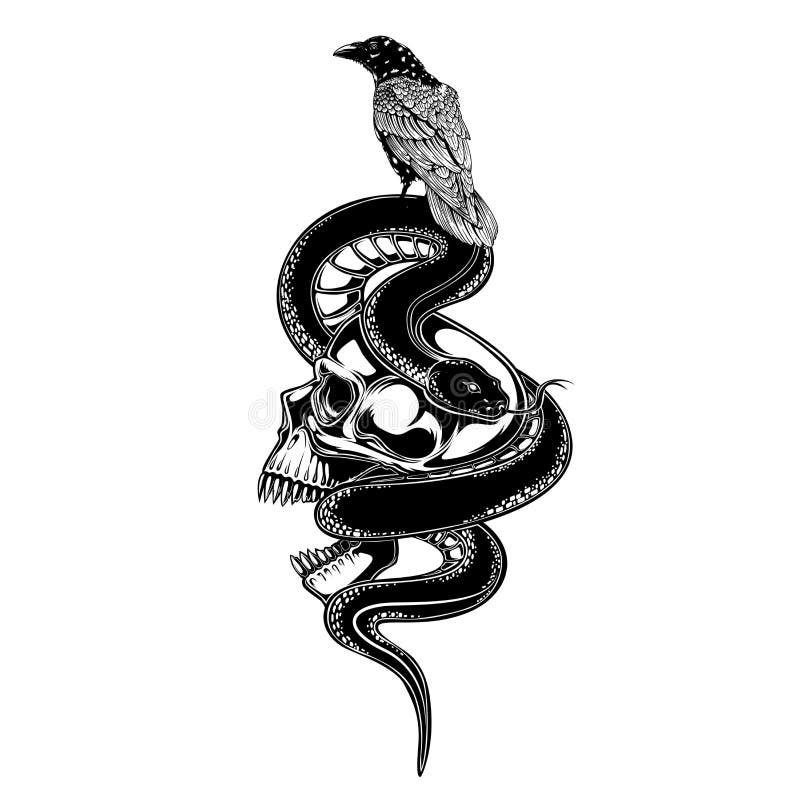 Tattoo of Eye and Snake Hand Drawn Symbol of Wisdom vector illustration  Stock Vector Image  Art  Alamy