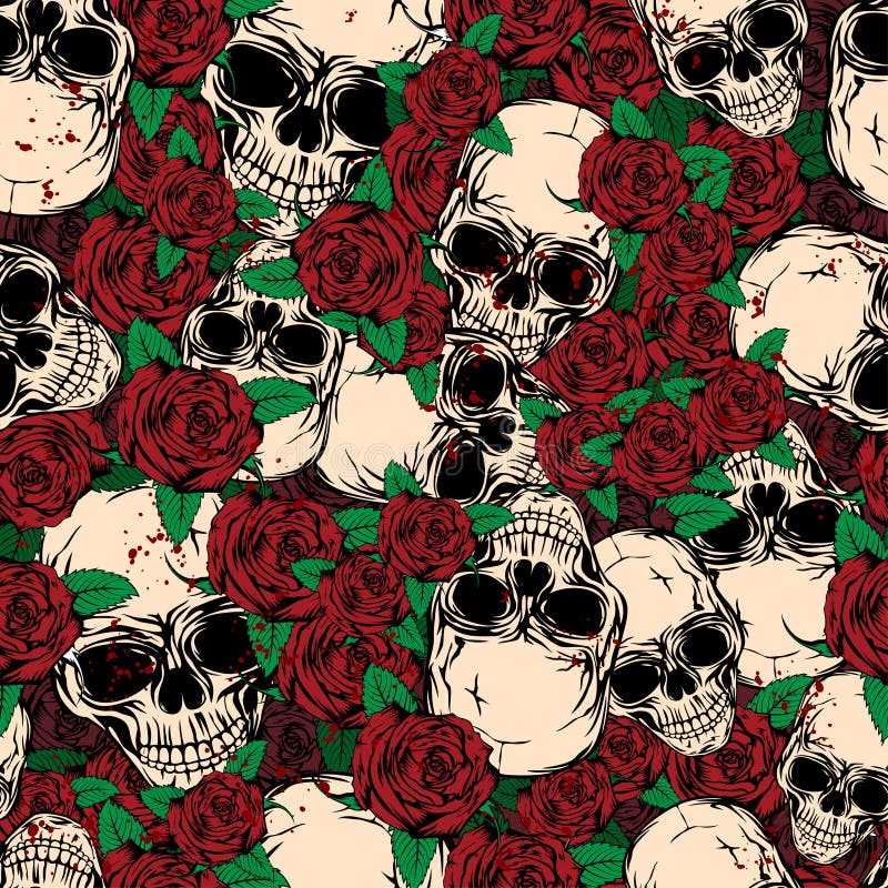 Skull rose background stock vector. Illustration of flora - 85881201