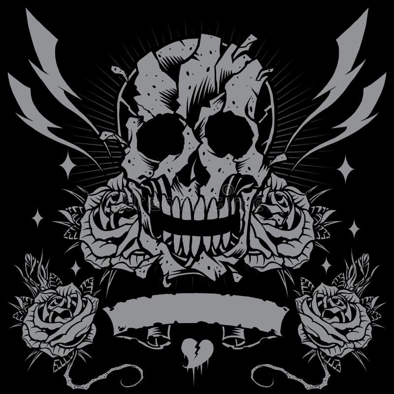 Skull and Roses Frame stock vector. Illustration of danger - 40919627
