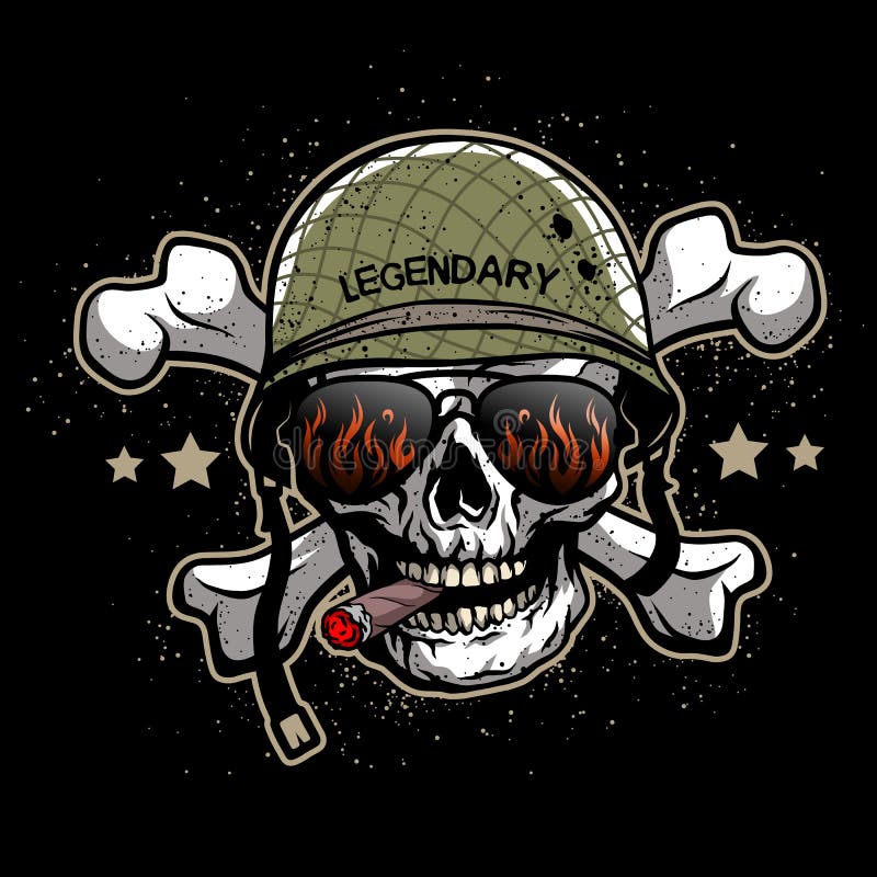 Free Vector  American soldier skull vector illustration head of skeleton  in tankman helmet two grenades and liberty or death text military or army  concept for emblems or tattoo templates