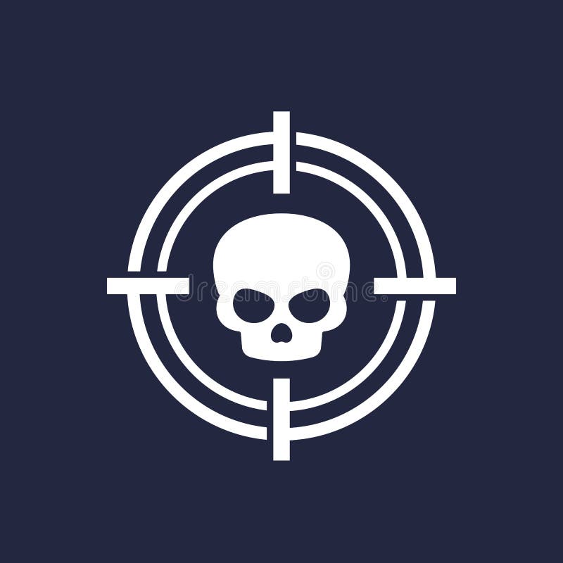 Skull and Target Icon on Dark Stock Vector Illustration of mark, icon