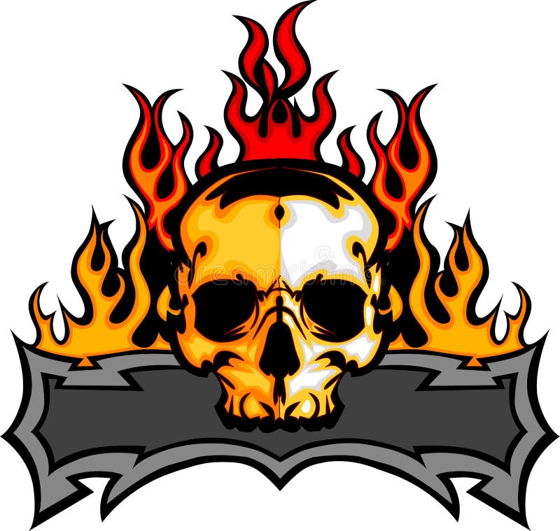 Skull Template with Flames Image. 