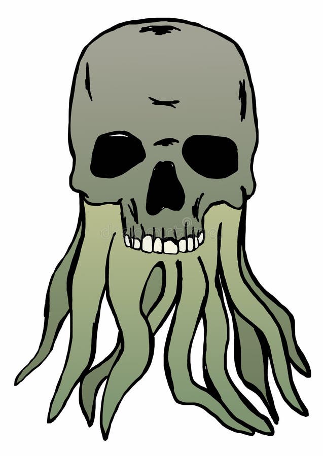 Skull with tentacles stock illustration Skull with tentacles stock illustration