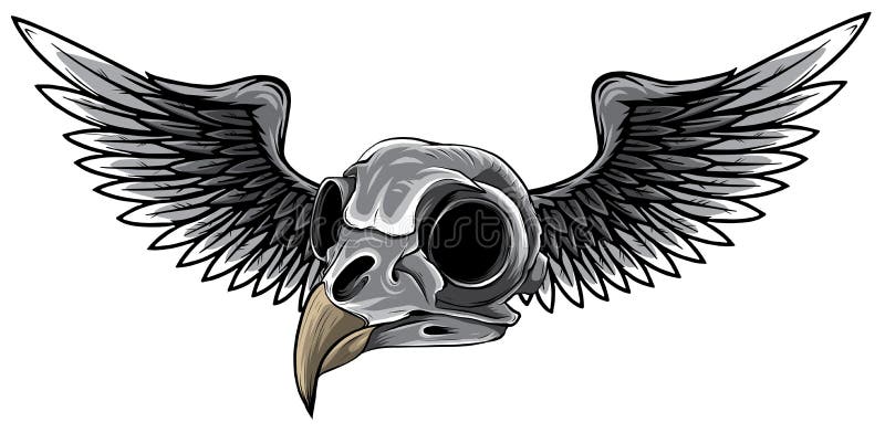 Human skull with wings for tattoo design  Stock Image  Everypixel