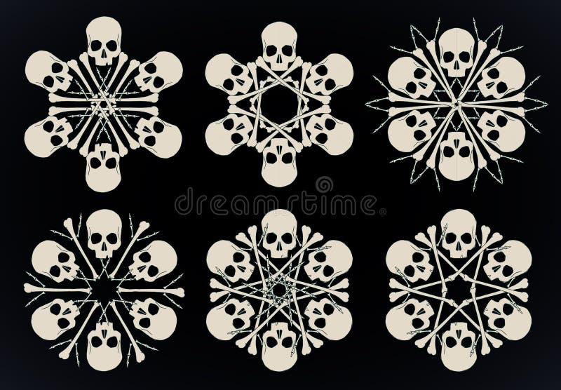 Skulls and bones jolly snowlakes stock illustration Skulls and bones jolly snowlakes stock illustration