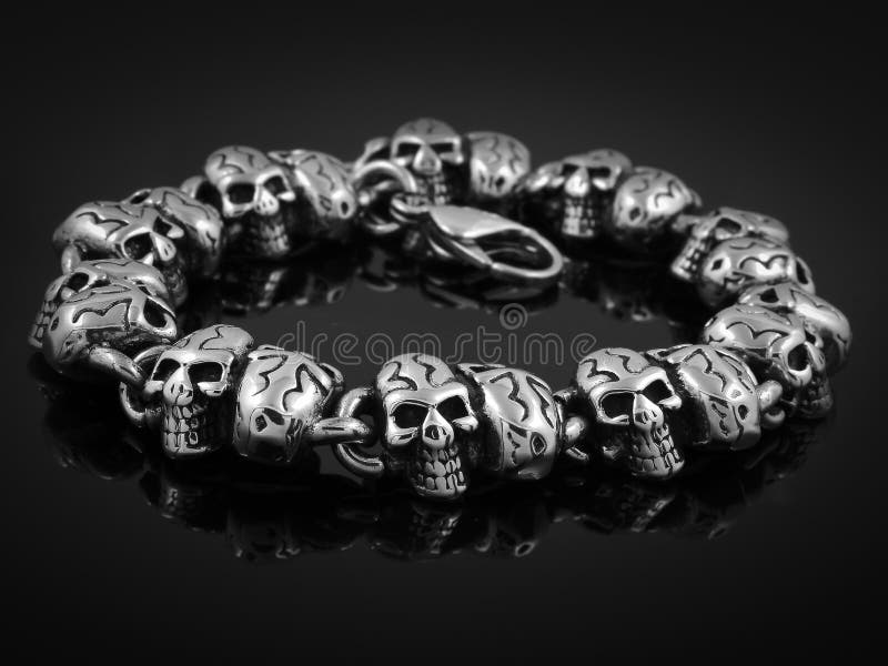 Skulls Bracelet Men Stainless Steel Stock Photo Image of skull