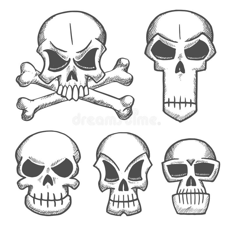 Cartoon skulls set stock vector. Illustration of skeleton - 35851824