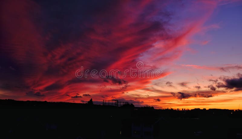 Sky above the city covered with pink colors during the sunset royalty free stock image Sky above the city covered with pink colors during the sunset royalty free stock image